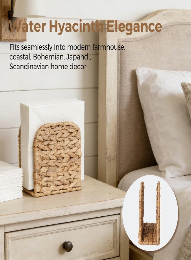 S310 Water Hyacinth Napkin Holder for Table, Handwoven Wicker Upright Napkin Holder, Boho Farmhouse Paper Napkin Holder for Kitchen Countertop Dining Room Party - Image 4