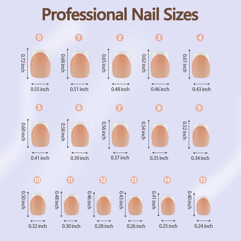 Misssix French Gel Nail Tips, 160Pcs French Tip Press on Nails Short Square Brown, No Need to File Tips Pre-lasting, Fake Nails for Nail Art DIY 16 Sizes - Image 4