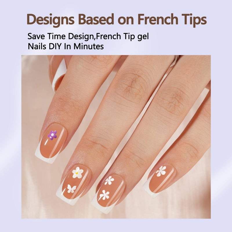 Misssix French Gel Nail Tips, 160Pcs French Tip Press on Nails Short Square Brown, No Need to File Tips Pre-lasting, Fake Nails for Nail Art DIY 16 Sizes - Image 5