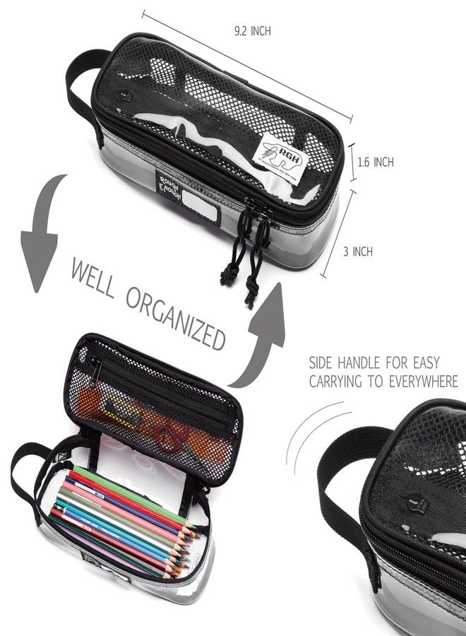 RE ROUGH ENOUGH Rough Enough Clear Pencil Pouch Case Bag for Preppy Boys Girls Adults School Office Stationary Art Supplies Travel - Image 4
