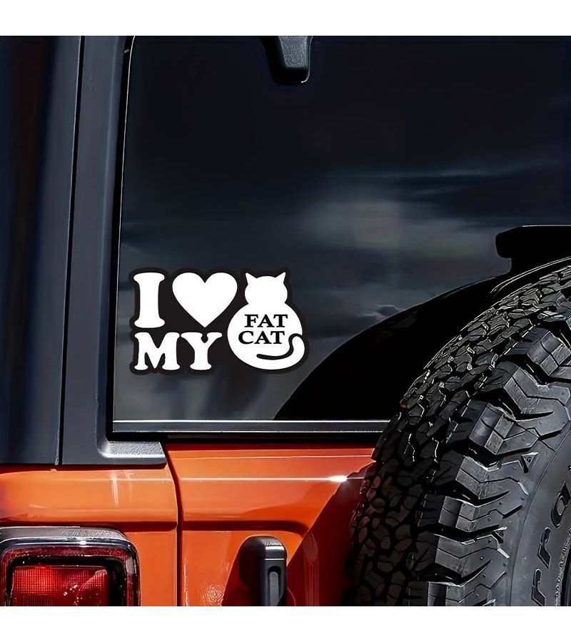 Funny Fat Cat Decal 1pc For Cars Trucks Walls Laptop - Image 3