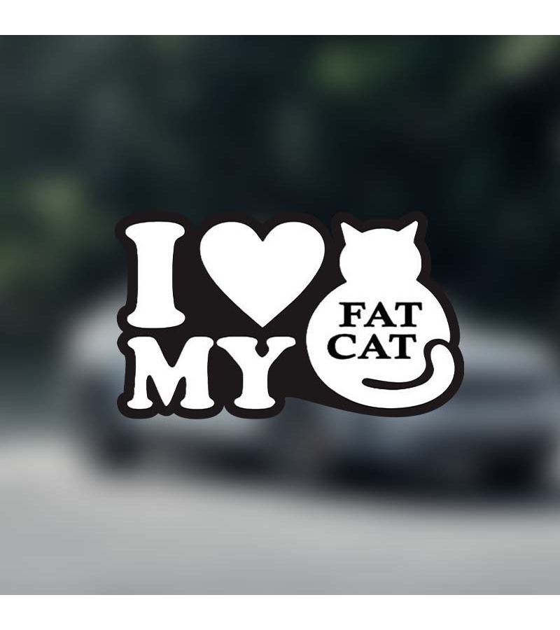 Funny Fat Cat Decal 1pc For Cars Trucks Walls Laptop - Image 1