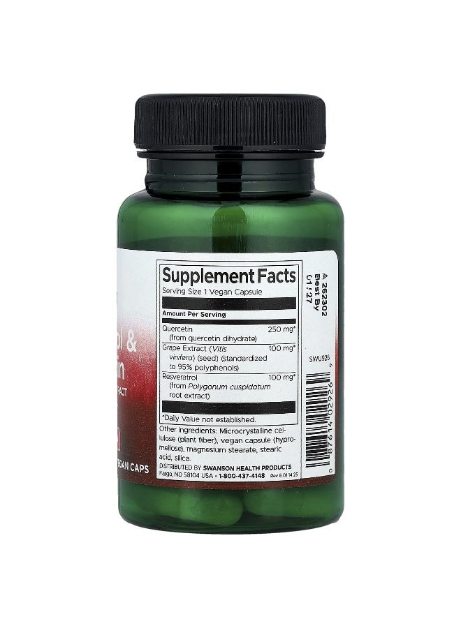 Swanson, Resveratrol & Quercetin with Grape Seed Extract, 30 Veggie Caps - Image 2