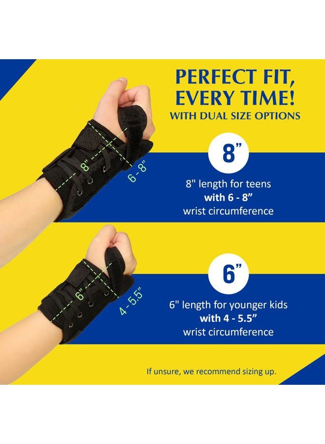Brace Direct Kids Wrist Brace - Older Child Wrist Splint for Carpal Tunnel, Tendonitis, Sprains & Injuries - 8" Lace Up Design (Right Hand) - Image 3