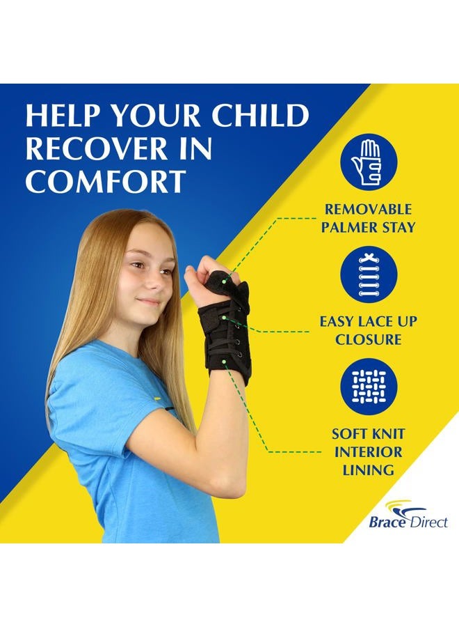 Brace Direct Kids Wrist Brace - Older Child Wrist Splint for Carpal Tunnel, Tendonitis, Sprains & Injuries - 8" Lace Up Design (Right Hand) - Image 4
