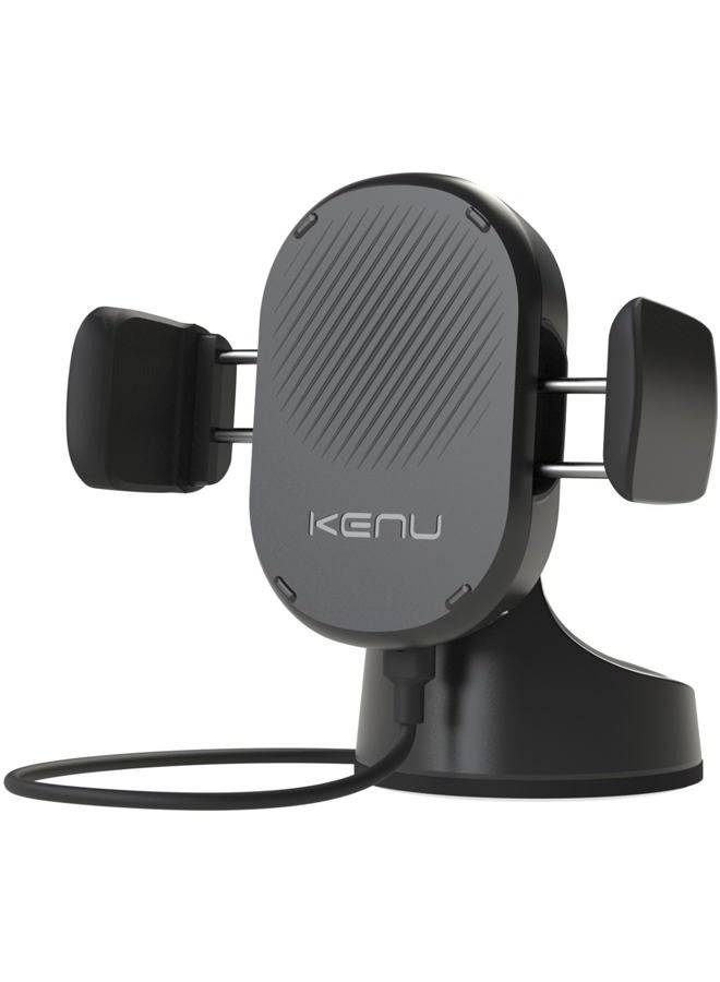 KENU Airbase Car Phone Mount Wireless Charger - Windshield, Dashboard, Desk Phone Holder - Suction Cup and 360 Degree Pivot, Qi Fast-Charging - Use with Latest iPhones, Samsung and Androids - Image 3