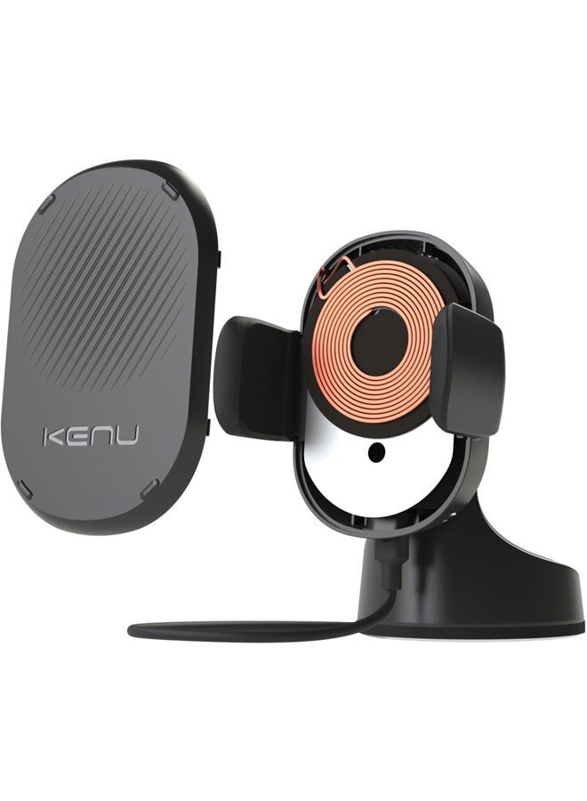 KENU Airbase Car Phone Mount Wireless Charger - Windshield, Dashboard, Desk Phone Holder - Suction Cup and 360 Degree Pivot, Qi Fast-Charging - Use with Latest iPhones, Samsung and Androids - Image 5