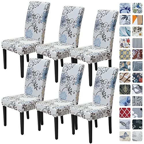 SPRINGRICO Chair Covers for Dining Room 6 Pack, Stretch Dining Chair Cover, Washable Spandex Kitchen Parsons Chair Slipcovers, Removable Seat Protector for Home or Party (Set of 6, FLORAL5) - Image 1