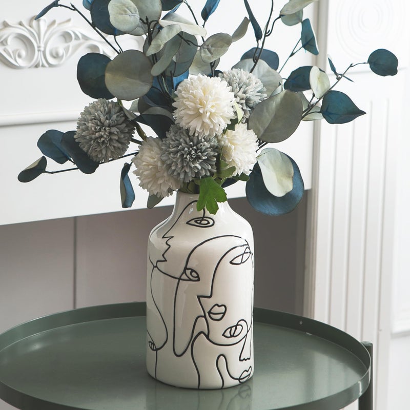 Kimdio Ceramic Vase Set  2pcs White Abstract Irregular Design Flower Vases  Modern Home Decor Living Room Decor Minimalist Decorative Vase for Pampas Grass - Image 4