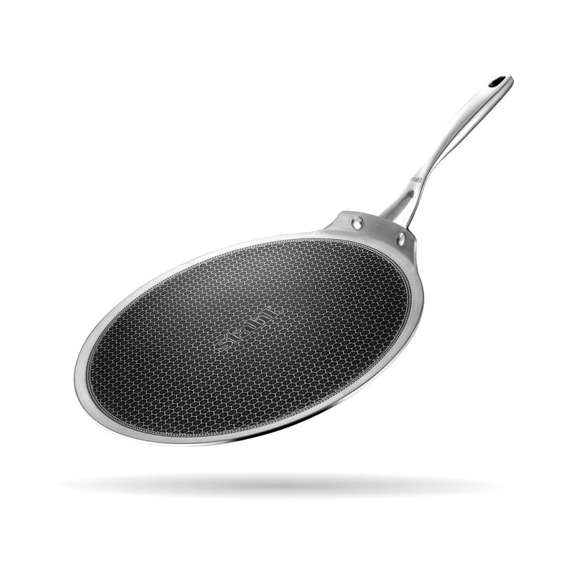 Stahl Artisan Hybrid 30 cm Flat Tawa | Triply Stainless Steel Tawa with Honeycomb Structured Stick Resistant Layer | Scratch Resistant and Compatible with Induction & Gas Stove - Image 1