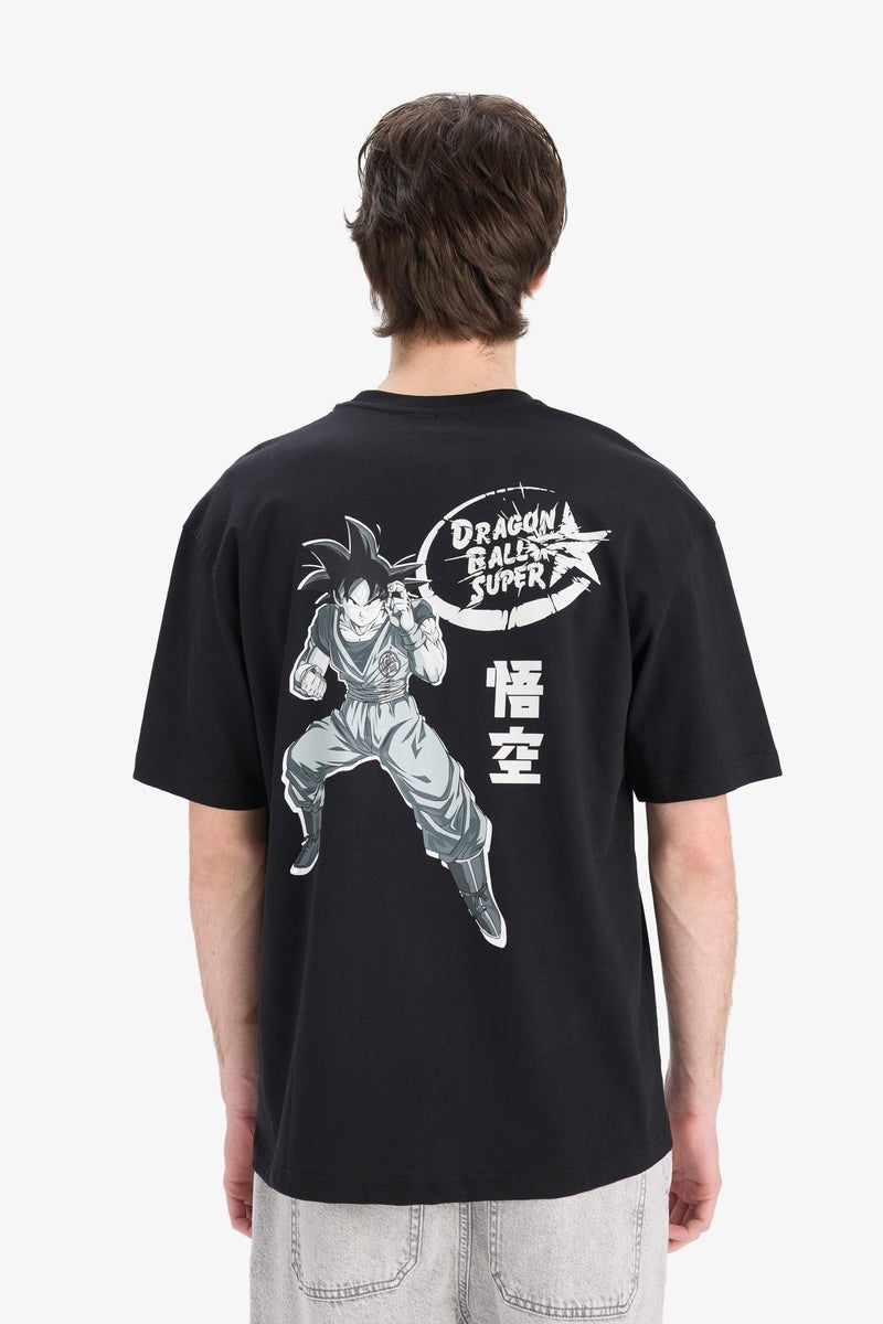 DeFacto Black Man Boxy Fit Dragon Ball Crew Neck Printed Short Sleeve T-Shirt Casual - Image 1