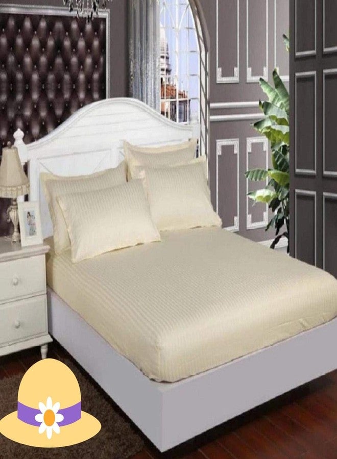 MORADO Linen 100% Cotton 210 TC King Bed Size Bedsheet with 2 Pillow Covers (100x108 inch, Off White) - Image 1