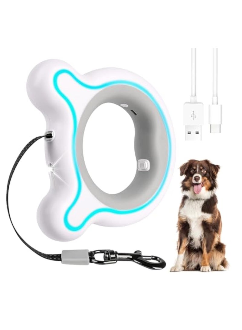 KASTWAVE Retractable Dog Lead 360° Tangle-Free, 9.8Ft Smooth&Durable Nylon Tape with Anti-Slip Handle and Quick Brake Button, Bright LED Light for Up to 66lbs Medium Small Dogs (Grey) - Image 1