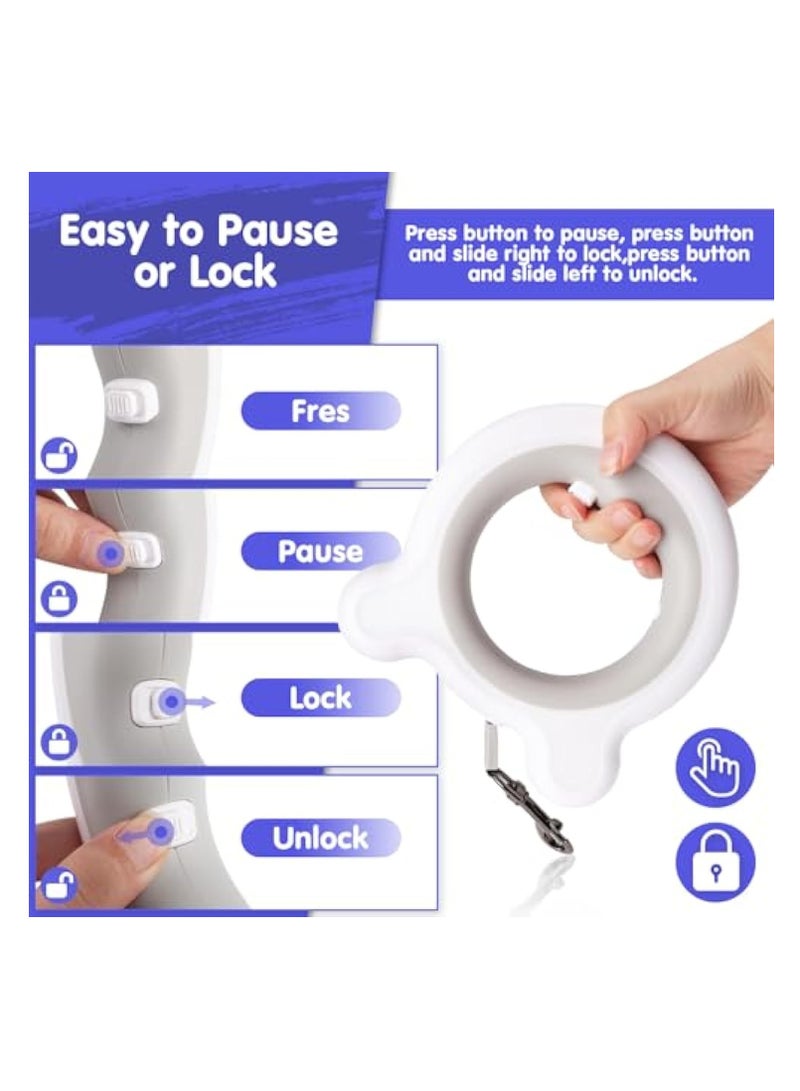 KASTWAVE Retractable Dog Lead 360° Tangle-Free, 9.8Ft Smooth&Durable Nylon Tape with Anti-Slip Handle and Quick Brake Button, Bright LED Light for Up to 66lbs Medium Small Dogs (Grey) - Image 3