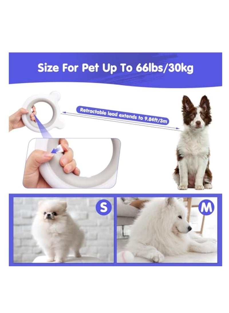 KASTWAVE Retractable Dog Lead 360° Tangle-Free, 9.8Ft Smooth&Durable Nylon Tape with Anti-Slip Handle and Quick Brake Button, Bright LED Light for Up to 66lbs Medium Small Dogs (Grey) - Image 4