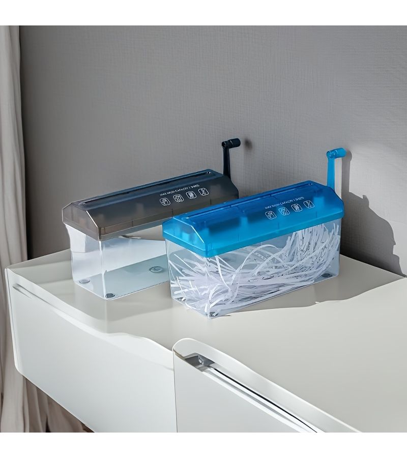 A4 Large Desktop Paper Cutter Non Electric Shredder Blue For Home Office Documents Notes Bills Photos - Image 3