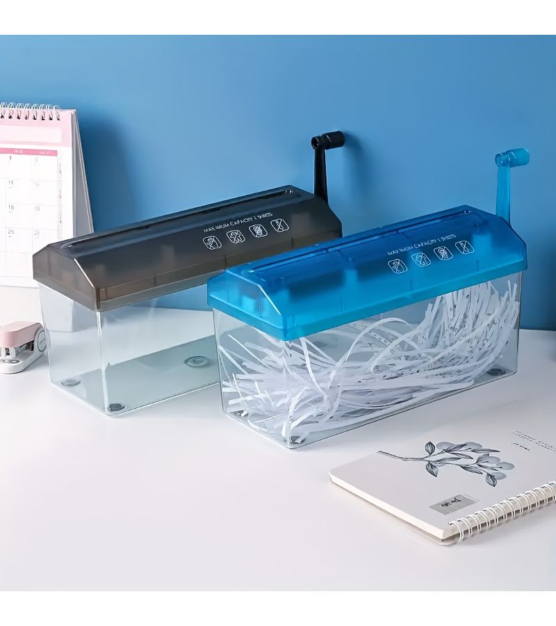 A4 Large Desktop Paper Cutter Non Electric Shredder Blue For Home Office Documents Notes Bills Photos - Image 1