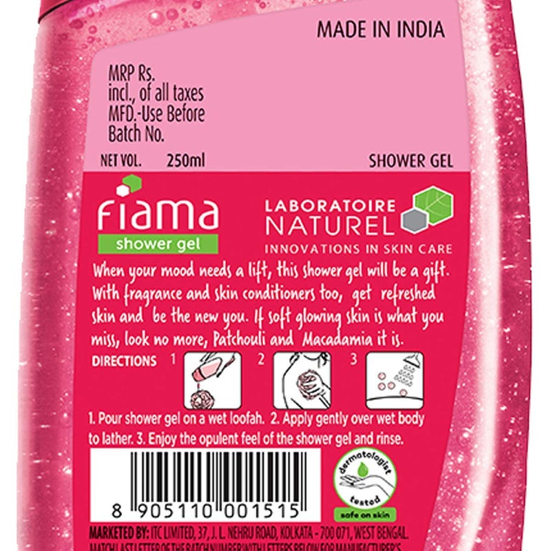 Fiama Patchouli Macadamia Pure Indulgence Shower Gel 250ml Shower Gel Peach Avocado For Moisturised Skin With Skin Conditioners 250ml - Image 4