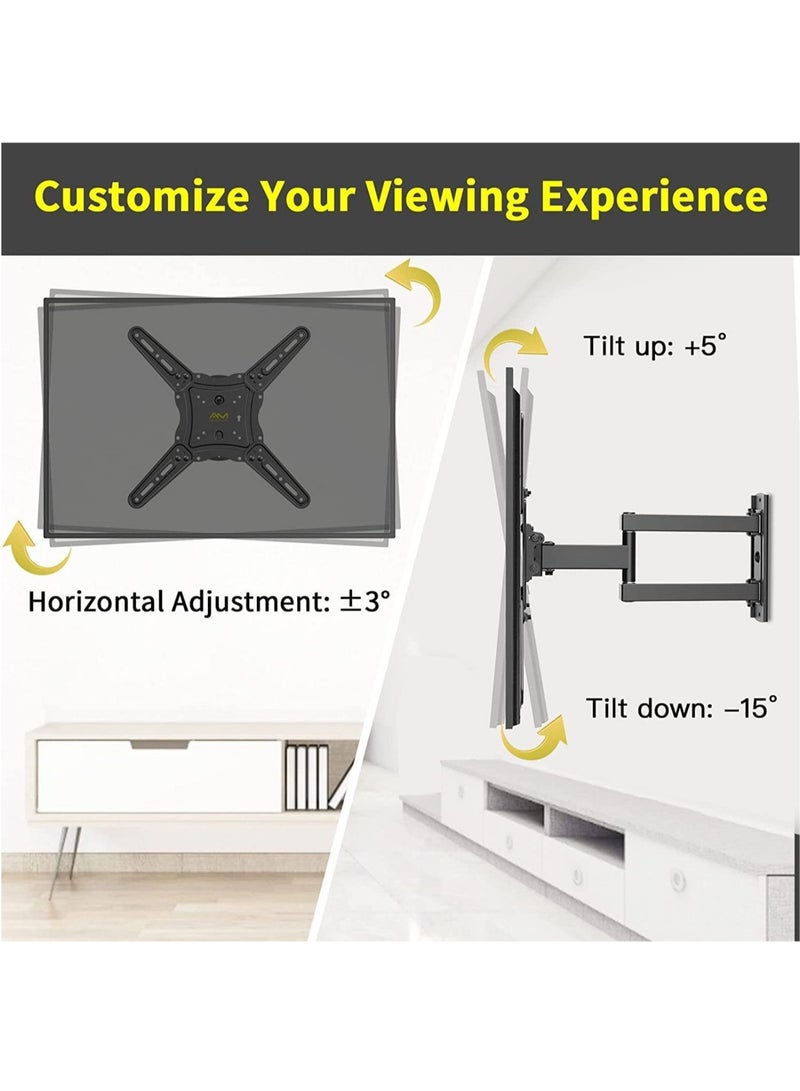 Tilt & Swivel TV Wall Mount - Heavy Duty Steel Bracket for 32-55" LED, LCD, Flat & Curved TVs, 70 lbs Capacity, VESA 400x400, RM-400 - Image 3