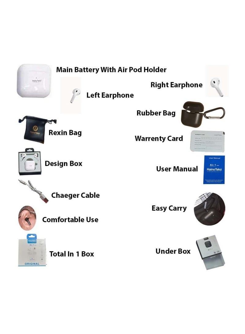 Haino Teko Air 1 Mini Bluetooth Wireless Earphone Headset and Super Clear Mic For Android and iOS - Image 2