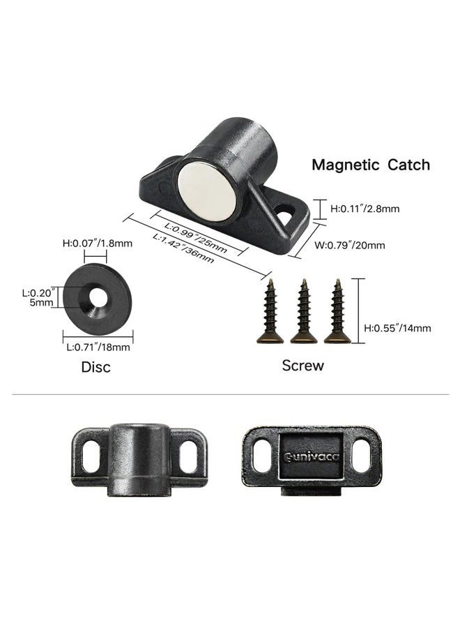 Sunivaca Magnetic Door Latch, Cabinet Closures, Metal Black (8 Pack) - Image 2