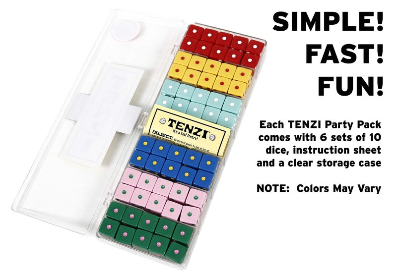 TENZI Party Pack Dice Game Bundle with 77 Ways to Play A Fun, Fast Frenzy for The Whole Family - 6 Sets of 10 Colored Dice - Colors May Vary - Image 3