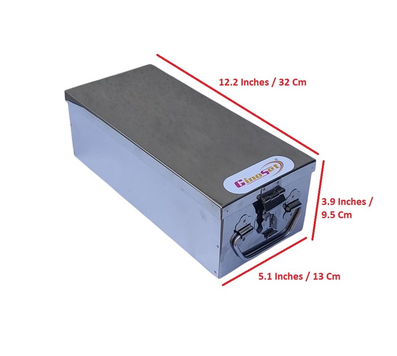 GinoSet Stainless Steel Locker Boxes,Jewellery Boxes,Bank Locker Box, Peti Size - 12 Inch Cash Box (L-32Cm, W-12Cm, H-9.5Cm) - Image 4