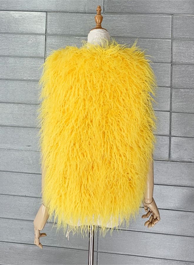 Loquat Women's Warm Faux Fur Vest Yellow  - Image 3