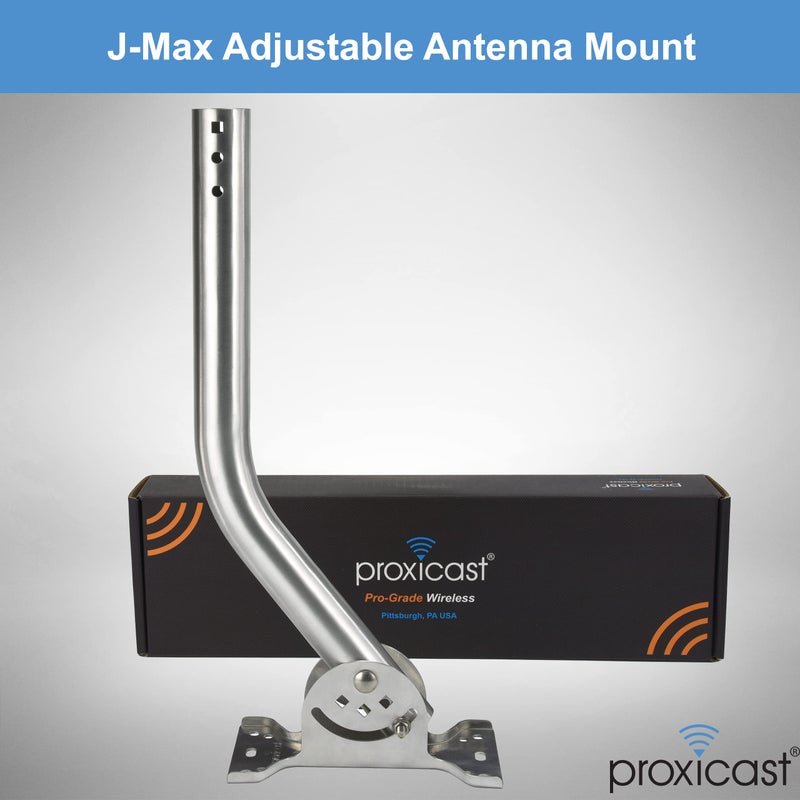 Proxicast Pro-Grade J-Max 100% Solid Stainless Steel Antenna Mount - Universal Outdoor Adjustable Pivot/Lock Bracket & J-Pipe Mast (1.5" x 18" Pole) for Wall, Eave or Roof Mounting (ANT-800-JP3) - Image 2