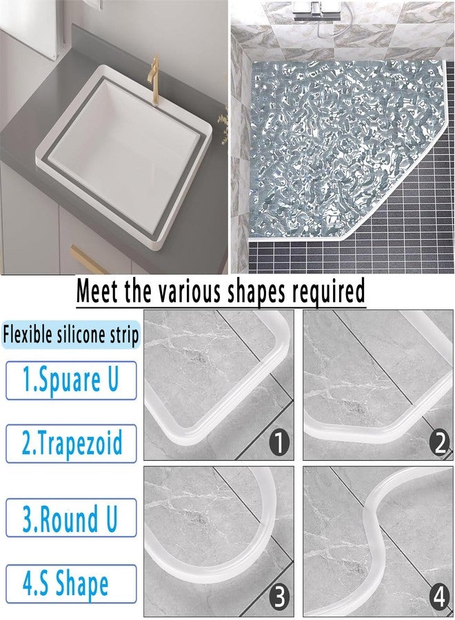 Suonady 39 Inch Shower Threshold Water Dam Guard - Self Adhesive Silicone Waterproof Barrier for Dry And Wet Separation, Shower Door Bottom Seal Strip Shower Splash Guard for Bathroom Kitchen Bathtub(Clear) - Image 4