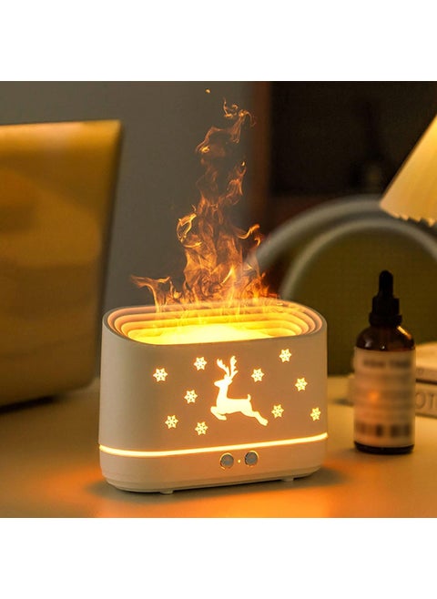 samtrish Flame DiffuserAtmosphere Light Humidifier Portable Noiseless Aroma Aromatherapy Machine Auto ShutOff Essential Oil Diffuser for Home White