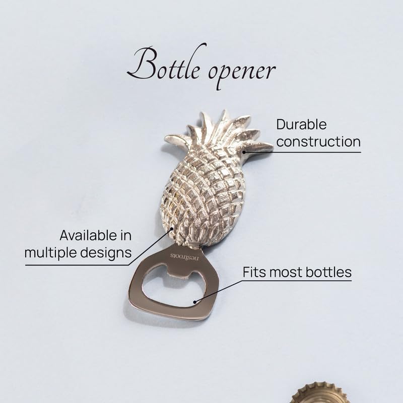 Nestroots Silver Stainless Steel Pineapple Bottle Opener | 4 Inches Compact Fruit Design Beer Bottle Opener for Kitchen Shelf, Beverage Corner & Everyday Bar Use - Image 3