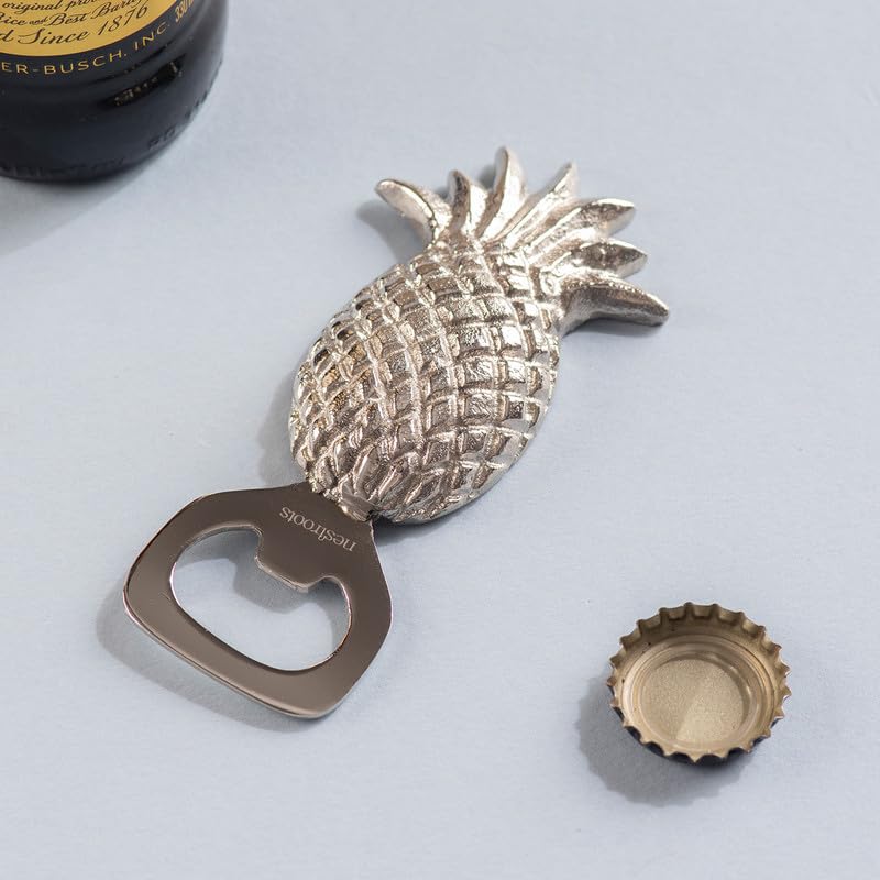 Nestroots Silver Stainless Steel Pineapple Bottle Opener | 4 Inches Compact Fruit Design Beer Bottle Opener for Kitchen Shelf, Beverage Corner & Everyday Bar Use - Image 1