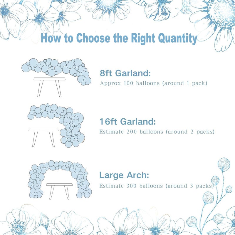NUTTYBASH Dusty Blue Balloon Arch Kit 126 Pcs Light Blue and White Balloon Arch Garland Kit Include Macaron Balloons for Wedding Birthday Baby Shower Gender Reveal Bridal Decorations - Image 5
