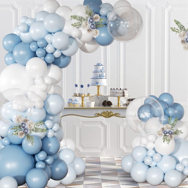NUTTYBASH Dusty Blue Balloon Arch Kit 126 Pcs Light Blue and White Balloon Arch Garland Kit Include Macaron Balloons for Wedding Birthday Baby Shower Gender Reveal Bridal Decorations - Image 2