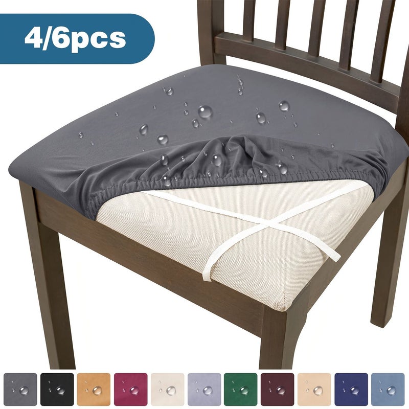 4 Pcs Elastic Strappy Chair Seat Cover Light Gray Dust Protection - Image 1