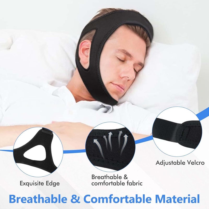 CoolShef حزام الذقن للنوم - أجهزة مريحة مضادة للشخير للنساء والرجال | شريط فم قابل للتعديل للنوم | حل لإيقاف الشخير والتنفس من الفم لنوم أفضل - Image 5