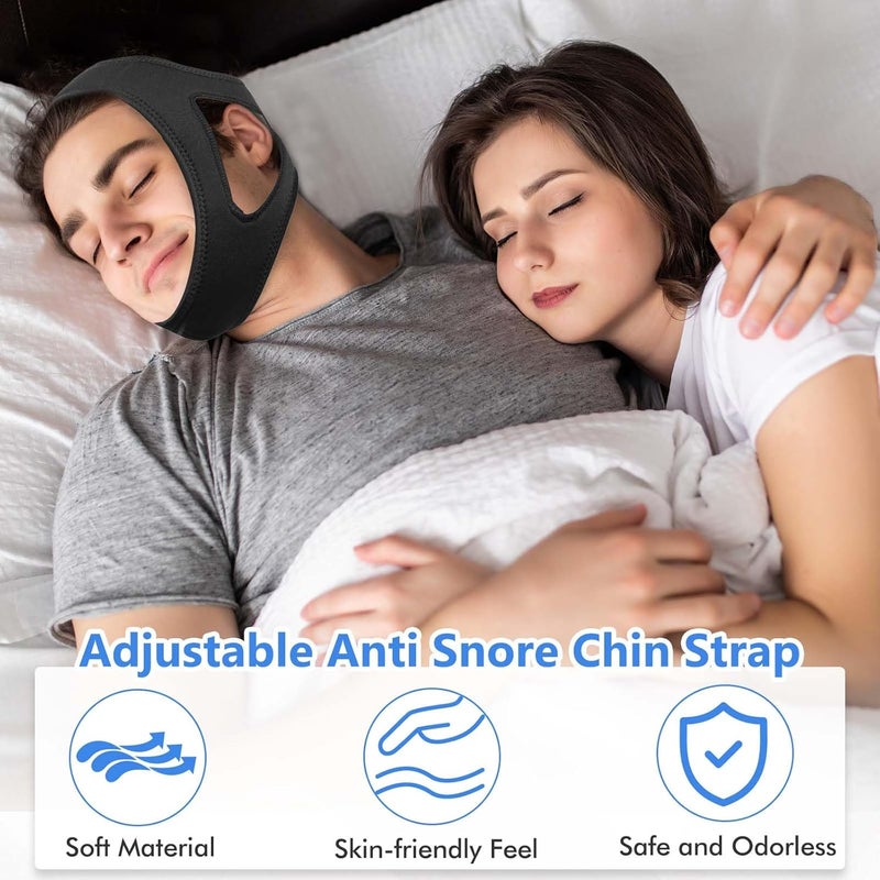 CoolShef حزام الذقن للنوم - أجهزة مريحة مضادة للشخير للنساء والرجال | شريط فم قابل للتعديل للنوم | حل لإيقاف الشخير والتنفس من الفم لنوم أفضل - Image 4