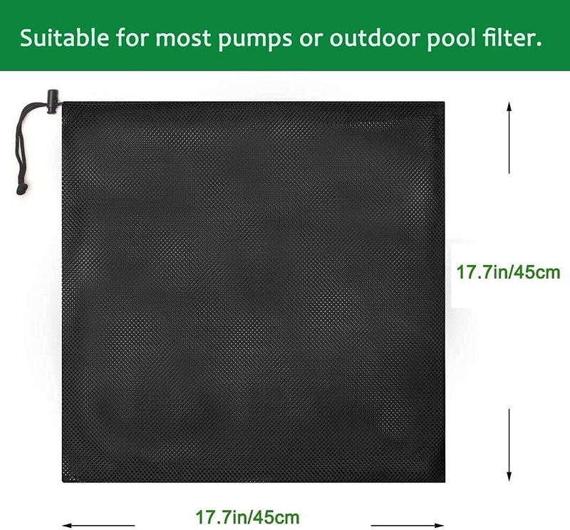 Hecaty 2 Pack 17.7" x 17.7" Pump Barrier Bag, Pond Pump Filter Bag, Black Media Bag Large Pump Mesh Bag for Outdoor Water Ponds Filters (2Pcs-17.7" x 17.7") - Image 3