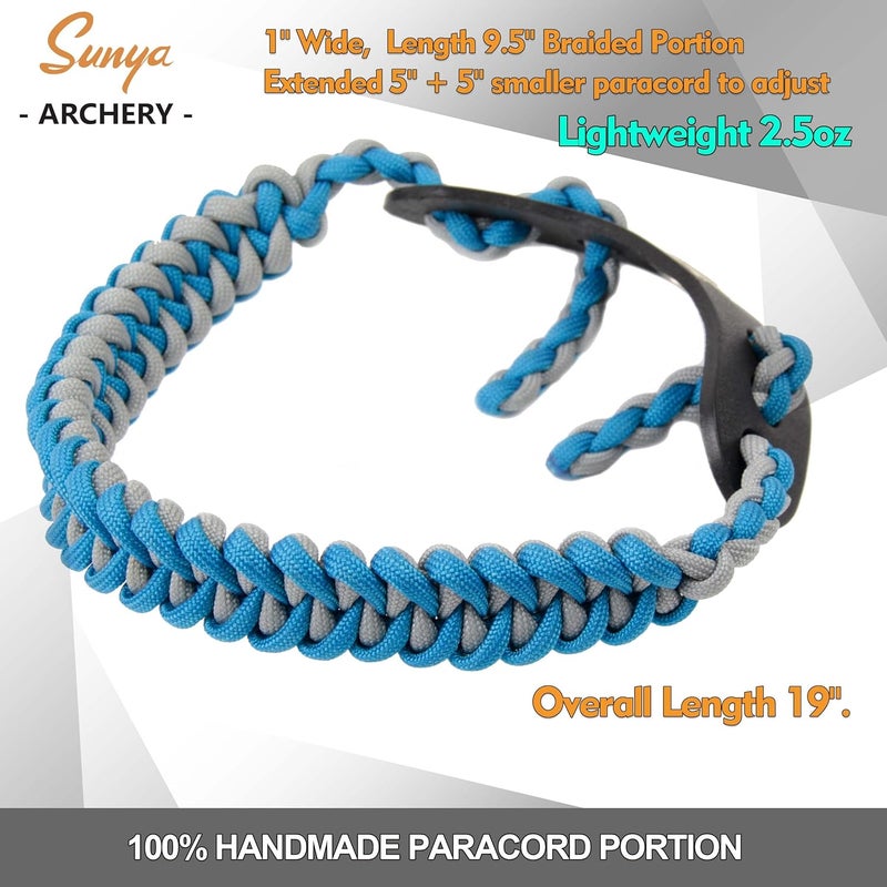 Sunya Archery Bow Wrist Sling, 550 Paracord Strap Comfortable on Hand.100% Full Grain Leather Yoke, Multiple Camo Colors.Fit Compound Bow Stabilizer & Recurve. - Image 3