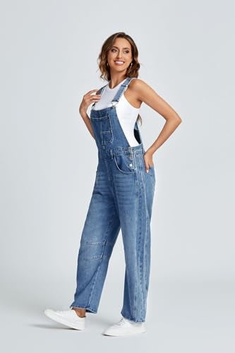 Ladyful Women's Overall Casual Straight Wide Leg Bib Jeans Overall Adjustable Straps Denim Romper Stretch Jumpsuits - Image 4