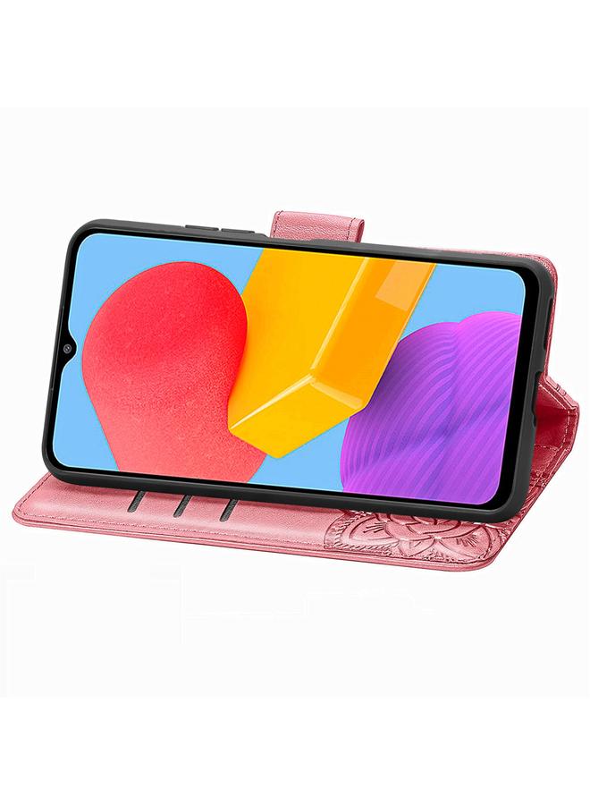 إيروريكس جراب لهاتف Samsung Galaxy M13 4G، جراب هاتف جلدي قلاب منقوش عليه زهور الحب والفراشات - Image 4