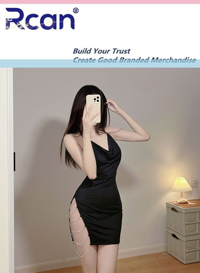 Rcan Lingerie For Women One Size Underwear Trim Slit Babydoll Backless Sling Dress Ladies Boudoir Outfits Sleepwear - Image 4