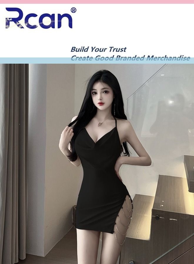 Rcan Lingerie For Women One Size Underwear Trim Slit Babydoll Backless Sling Dress Ladies Boudoir Outfits Sleepwear - Image 1