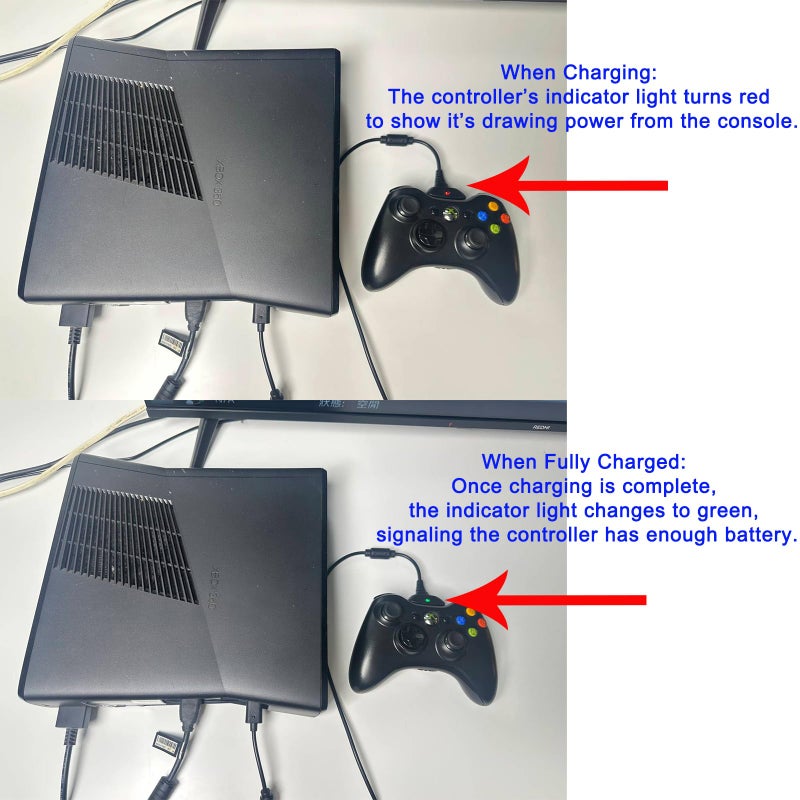 Trenro Charger for Xbox 360 Controller, USB Charging Cable Compatible with Microsoft Xbox 360 Slim Controllers Game - Image 5