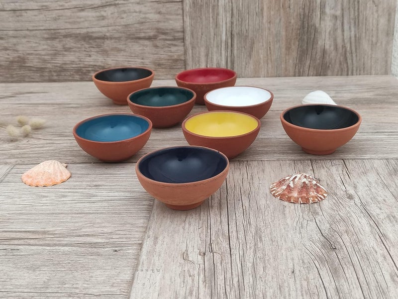 Ayennur Turkish Terracotta Pinch Charcuterie Ceramic Bowls Set of 8315 Inch8cm35 ozDipping Sauce Dish Prep Condiments Small Tiny Bowls Multi 6 - Image 5