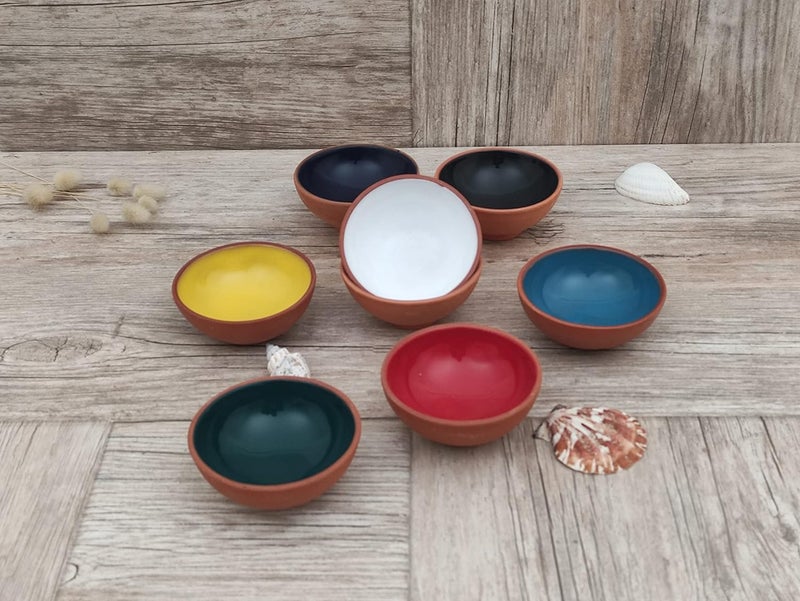 Ayennur Turkish Terracotta Pinch Charcuterie Ceramic Bowls Set of 8315 Inch8cm35 ozDipping Sauce Dish Prep Condiments Small Tiny Bowls Multi 6 - Image 3