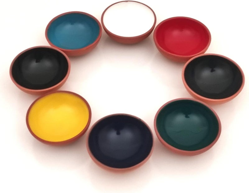 Ayennur Turkish Terracotta Pinch Charcuterie Ceramic Bowls Set of 8315 Inch8cm35 ozDipping Sauce Dish Prep Condiments Small Tiny Bowls Multi 6 - Image 1