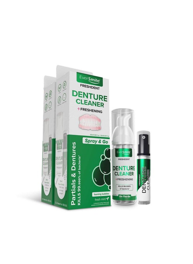 EverSmile EverSmile FreshDent Denture & Partial Denture Cleaner and Teeth Whitening Spray, Fast-Acting Alternative to Denture Cleaner Tablets and Spray Eliminates Bacteria, Freshens Breath - Mint Flavored (2pk)  - Image 1