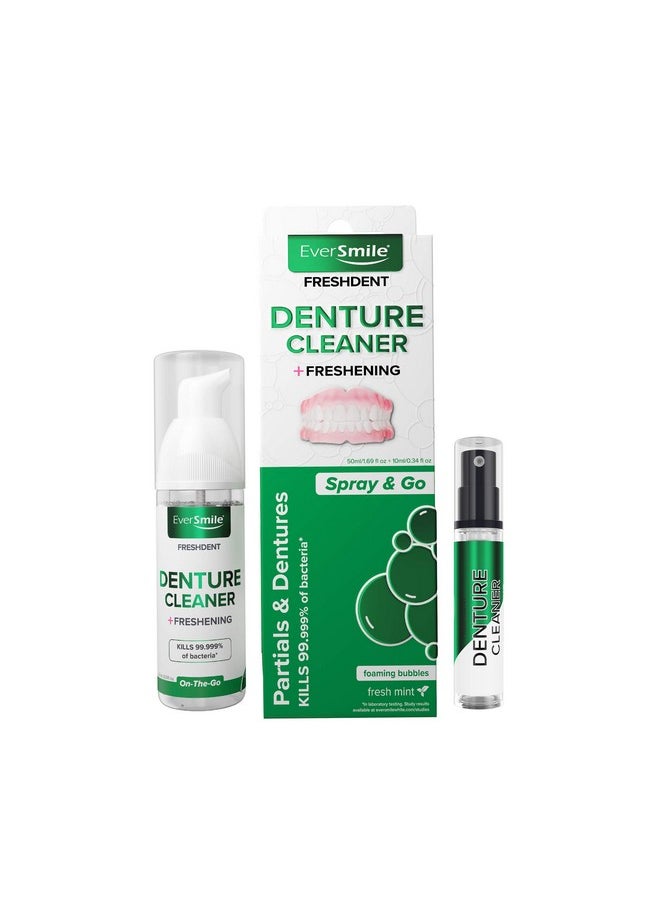 EverSmile EverSmile FreshDent Denture & Partial Denture Cleaner and Teeth Whitening Spray, Fast-Acting Alternative to Denture Cleaner Tablets and Spray Eliminates Bacteria, Freshens Breath - Mint Flavored (2pk)  - Image 2